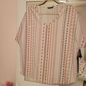 SHEIN Multicolor Geometric V-Neck Blouse